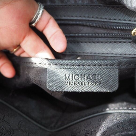 Michael Kors Hamilton Large Saffiano Leather Tote Bag Purse Black / Gold OS - Picture 6 of 11